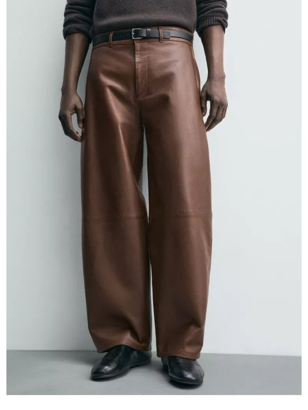 Zara Men's Balloon Brown Leather Pants Sz-29
